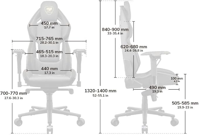 COUGAR Hotrod Royal Gaming Chair Multi-Zone Backrest External FRP Shell for Optimum Support Premium Hyper-Dura Leatherette 4D Armrest and Class 4 Gas Cylinder