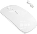 Bluetooth Wireless Mouse for MacBook Air Mac Pro Laptop Computer iPad Pad PC Laser Optical Rechargeable Mini Slim Silent Mouse Widely Used Desktop Hp iMac (White)