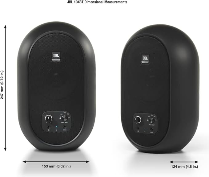 JBL Professional 1 Series 104-BT Compact Desktop Reference Monitors with Bluetooth Black Sold as Pair 4.5-inch Speaker