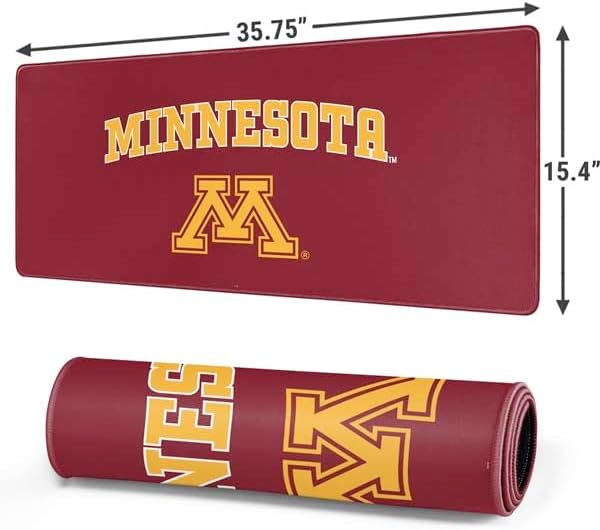 Skinit Extra Large Gaming Mouse Pad - Officially Licensed University of Minnesota Design with Stitched Edges Waterproof Non-Slip Rubber Base Desk Mat for Keyboard &amp Mouse 35.75 x 15.4 inches