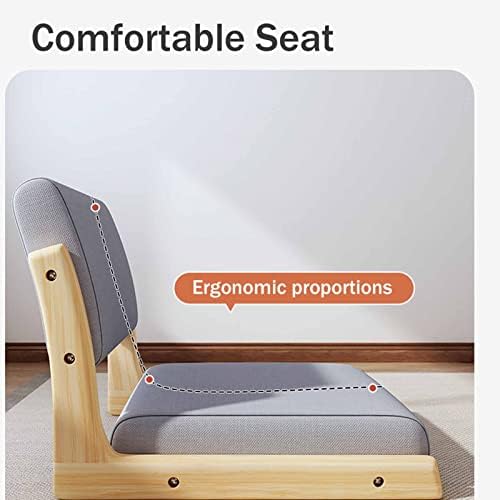 BTZHY Floor Chair Tatami Floor Chair Portable Legless Chair with Backrest Legless Stool Made of Solid Wood with Comfortable Cotton and Linen Upholstery Portable Single Seat Chair