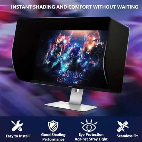 Adjustable Leather Monitor Hood – Universal Sunshade for 19-32 Inch Screens Multi-Function Light Blocker Compatible with All Brands Reduces Glare &amp Enhances Focus