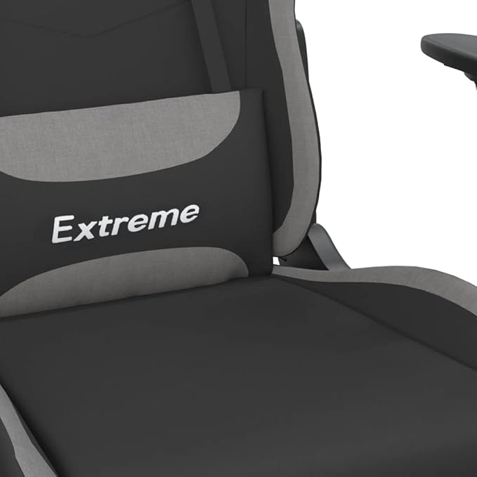 Gaming Chair Computer ChairErgonomic Gaming ChairSuitable for Work Rest Playing Computer Games Watching Performanceswith Footrest Black and Light Gray Fabric