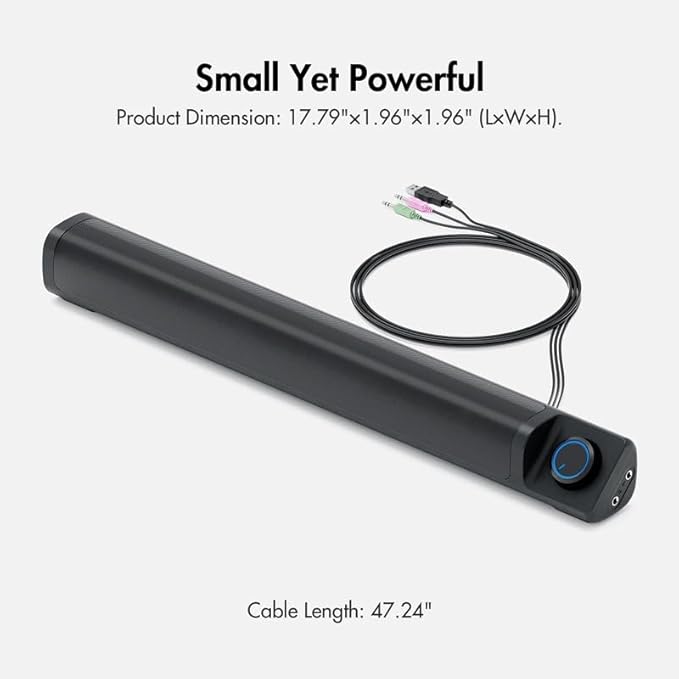 Computer Speakers PC Sound Bar Portable Speaker for Desktop Monitor Laptop