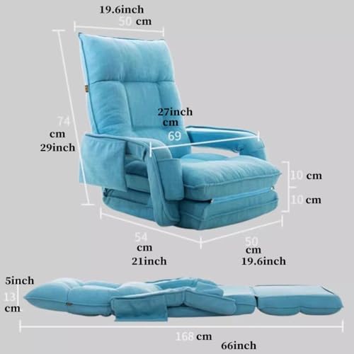 Floor Chair Floor Chair with Backrest Foldable Floor Chair Foldable Floor Gaming Chair with 6 Positions Lazy Sofa Meditation Chair Window Chair Foldable Floor Sofa with Armrests (/Blue B)