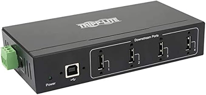 Tripp Lite 4-Port USB 2.0 Hub Industrial Grade Hub USB 2.0 15 kv ESD Immunity Industrial USB 2.0 Hub with 4 Ports Metal Housing Build Wall/DIN Mounting (U223-004-IND-1)
