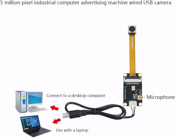 Taidacent Free Drive OV5640 5MP HD USB Digital Camera Module with MIC Notebook PC Computer Webcam Web Camera with Microphone (100 Degree Without Distortion Fixed Focus)