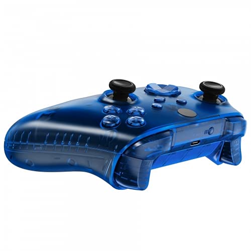 MODDEDZONE Custom Wireless UNMODDED Controller for Xbox One S/X and PC with Exclusive and Unique Designs - The Perfect Gaming Gift for Enthusiasts Expertly Crafted in the USA - Clear Blue Full