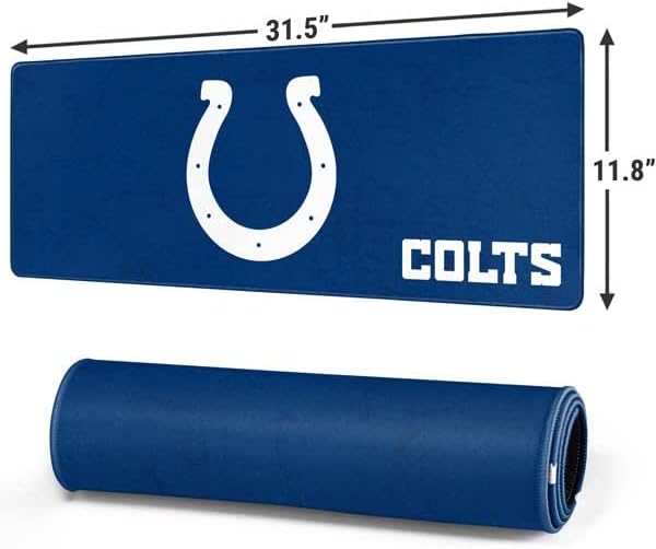 Skinit Large Gaming Mouse Pad - Officially Licensed Indianapolis Colts Distressed Design with Stitched Edges Waterproof Non-Slip Rubber Base Desk Mat for Keyboard &amp Mouse 31.5 x 11.8 inches