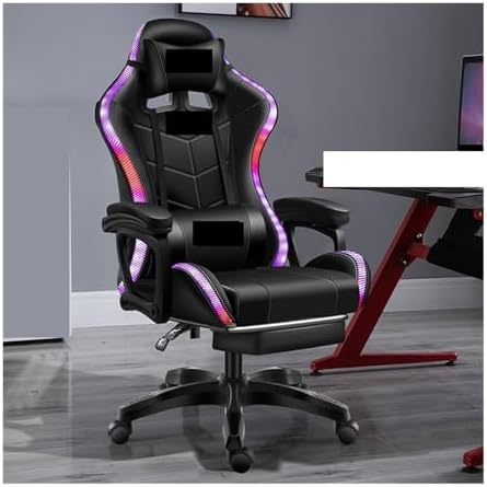 Computer Chair Gaming ChairComputer ChairLeather Office Chair Light Gamer Chair Swivel Gaming Chair Chair (RGB Black One Size)
