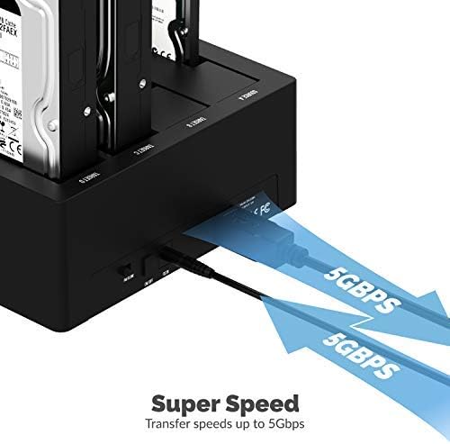 SABRENT 4-Bay USB 3.0 Docking Station for 2.5” &amp 3.5” SATA HDD &amp SSD Trayless Design USB 3.0 5Gbps Offline Clone Function (DS-U3B4)