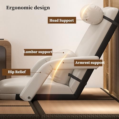 BTZHY Floor Chair Floor Chair with Backrest Foldable Floor Chair Adult Lazy Sofa Meditation Chair Window Chair Multi-Angle Floor Seating Reading Chair Floor Couch Recliner Gaming Floor Chairs(/Beige)