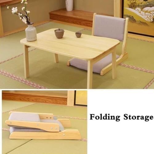 ELEFOCUS Floor Chair with Backrest Foldable Meditation Tatami Chairs Backrest Chair with Cushion Living Room Chair Seat(Color8)
