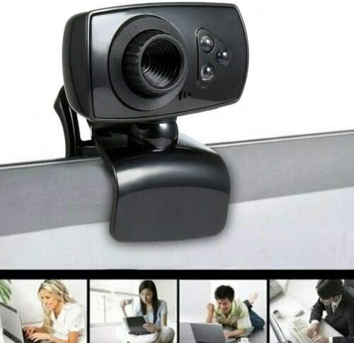 Computer Camera USB Web Camera 360 Degree USB HD Webcam Web Cam Clip-on Digital Camcorder with Microphone for Laptop PC Computer (Color : Black)