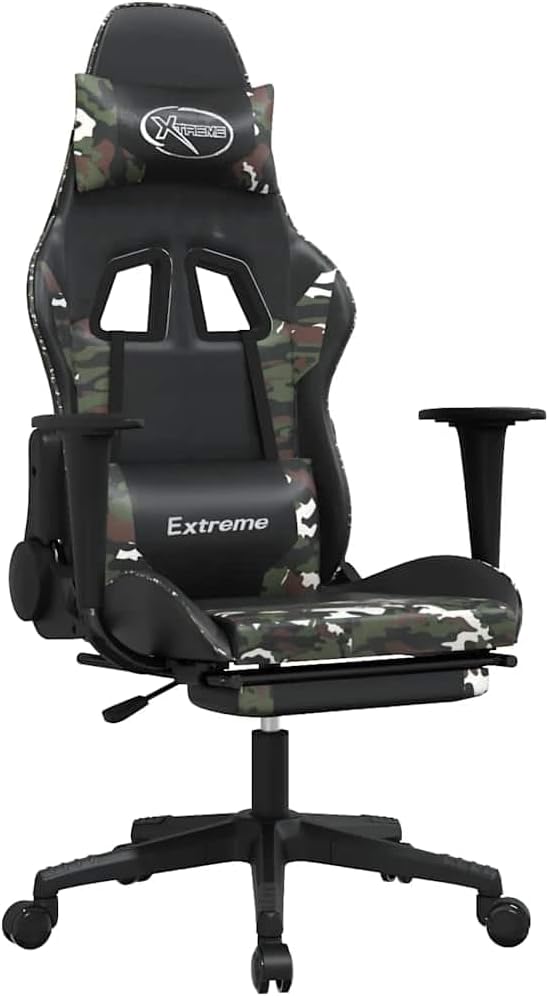 Ergonomic Gaming Chair with Footrest Adjustable Reclining Faux Leather for Office Desk Computer Room
