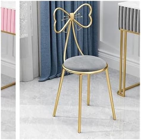 Round Stool Industrial Gaming Chair with Cushioned Seat for Office Bedroom and Vanity White Leather Home Furniture