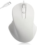 Matias Premium Wired USB-C PBT Computer Mouse - High Precision Ergonomic Design - Left Right Hand Use - Home and Office Use - Compatible for PC MacBook Chromebook Laptop Desktop - (White)