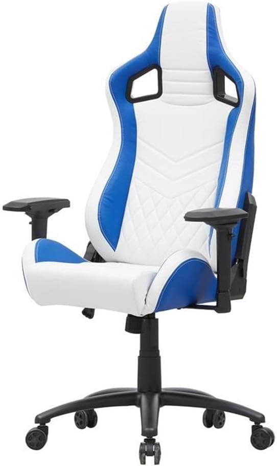 Furniture of America Singe Faux Leather Adjustable Gaming Chair in White &amp Blue