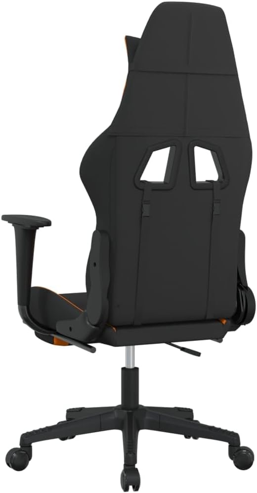 SKM Massage Gaming Chair with Footrest Black and Orange Fabric (Weight-16KG)