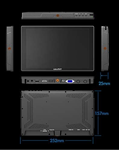 LILLIPUT 10.1 FA1016/C/T IPS FHD 1000:1 Capacitive Mutli-Touch HDMI/VGA Support 4K 30Hz Glass+Glass Technology with Free Desktop Stand USA Official Seller VIVITEQ (USA Service Directly)