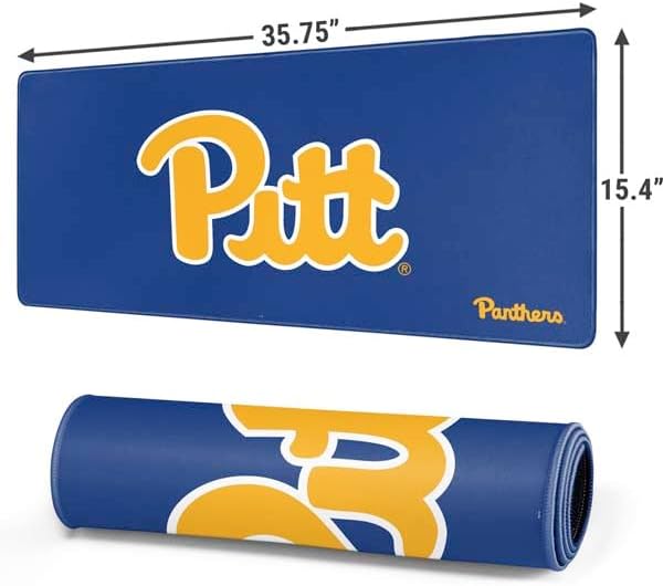 Skinit Extra Large Gaming Mouse Pad - Officially Licensed Pitt Panthers Design with Stitched Edges Waterproof Non-Slip Rubber Base Desk Mat for Keyboard &amp Mouse 35.75 x 15.4 inches