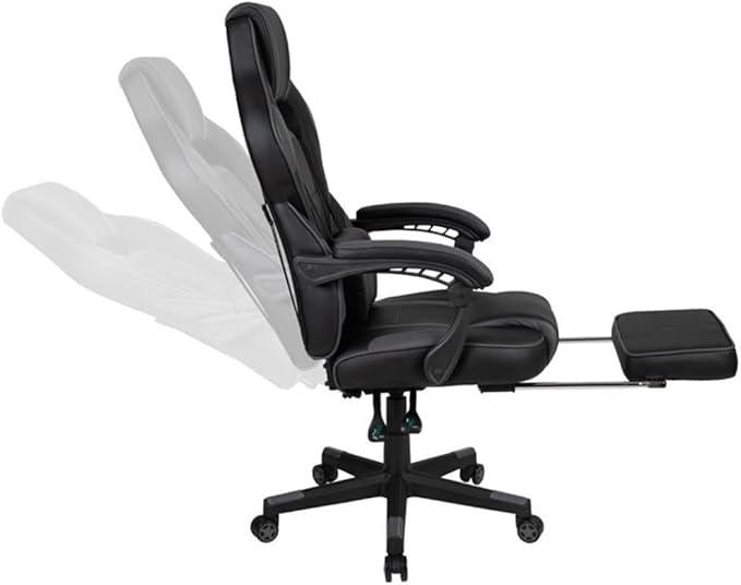 Flash Furniture X40 Gaming Chair Racing Ergonomic Computer Chair with Fully Reclining Back/Arms Slide-Out Footrest Massaging Lumbar - Black/Gray