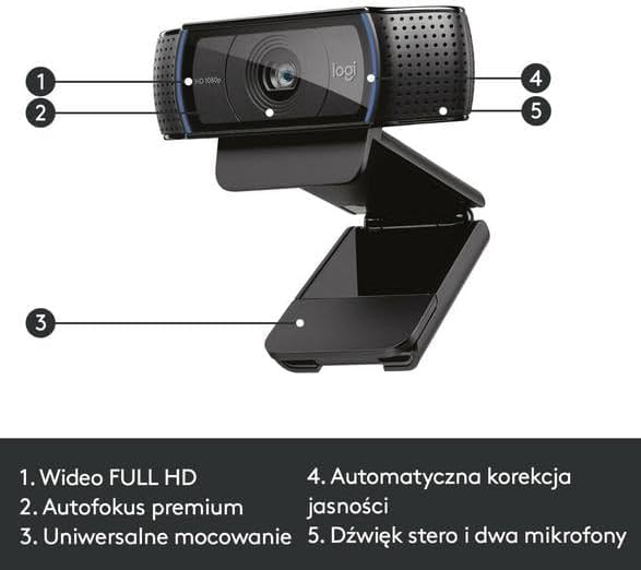 Logitech HD Pro C920 Webcam USB 2.0 1920 x 1080 pixels Black