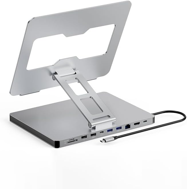 USB C Hub Stand for MacBook Pro 10 in 1 Adapter for MacBook Air Docking Station with 4K 60Hz HDMI RJ45 Gigabit Ethernet SD/TF Card Reader 4 USB 3.0 for iPad/Dell HP/Surface/Lenovo Laptop Dock