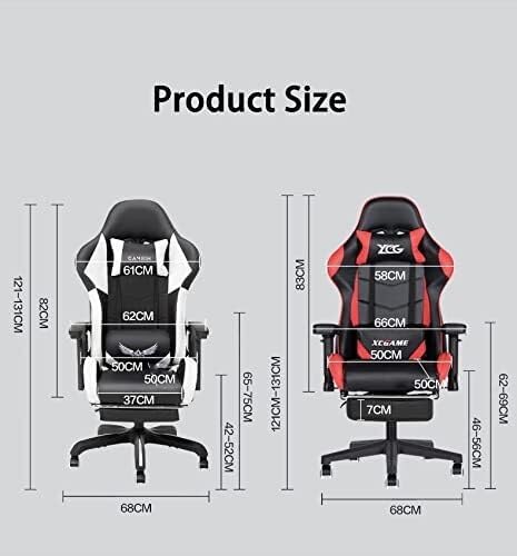 Ergonomic Racing Style Gaming Chair with Reclining Back Footrest Lumbar Support &amp Flip-Up Arms PU Leather Office Computer Chair(White)