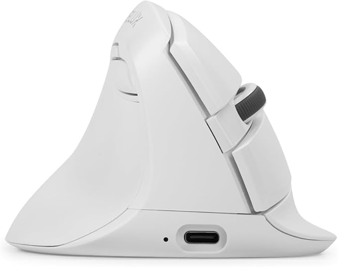 DELUX Left Handed Ergonomic Mouse Mini Wireless Vertical Mouse Silent Click Ergonomic Mouse Up to 4000 DPI 6 Buttons Rechargeable Bluetooth/2.4G/ Wired Tri-Mode for Laptop/PC (M618ZD-White)