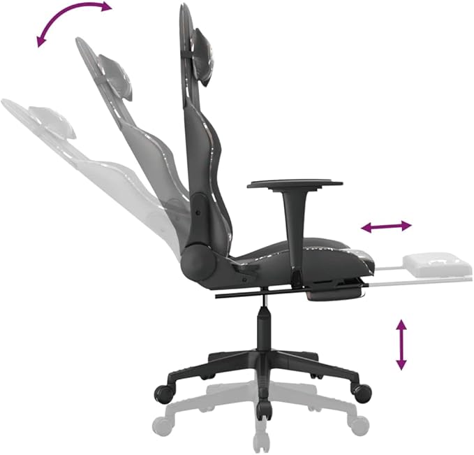 Gaming Chair with Footrest Black Camouflage Faux Leather Ergonomic Reclining Swivel Design for Adults Comfortable Computer Desk Chair