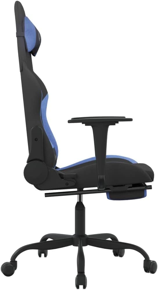 Gaming Chair Office Chair PC Chair with Footrest Black and Blue FabricHeight Adjustable Game Chair with 360°-Swivel Seat and Headrest and for Office or Gaming(Style B) -AA