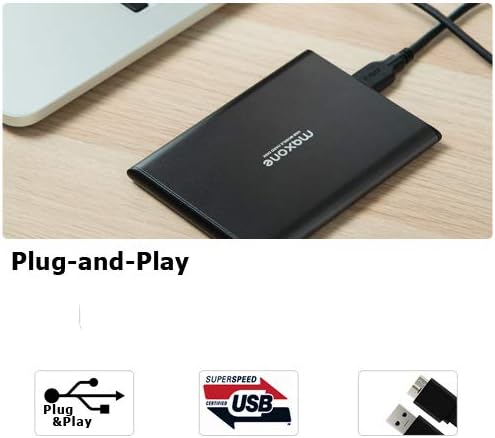 Maxone 500GB Ultra Slim Portable External Hard Drive HDD Compatible with PC Laptop Grey