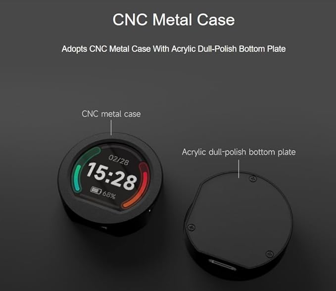 RP2040 MCU Board Onboard 0.99inch Round LCD 128 x 115 Pixels with CNC Metal Case BDual-core Arm Cortex M0+ Processor Accelerometer and Gyroscope Sensor Type-C Connector