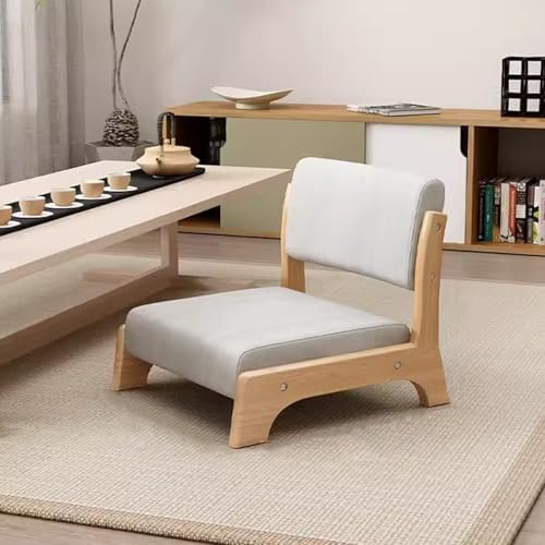 BTZHY Floor Chair Japanese Floor Chair Tatami Meditation Yoga Chair with Backrest Legless Stool Solid Wood Backrest