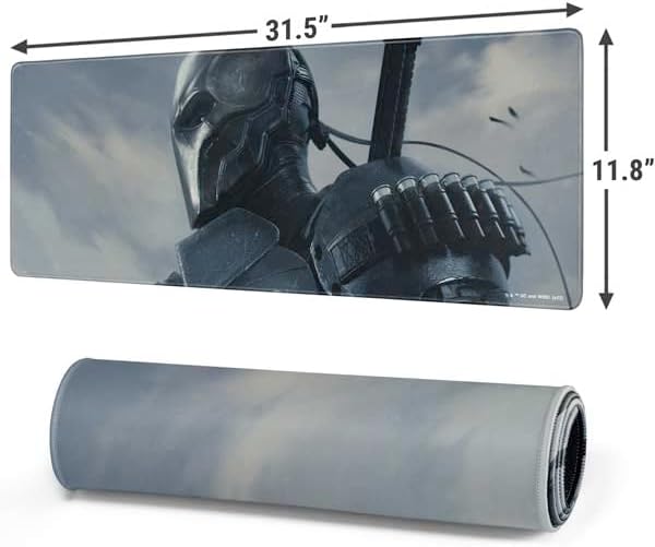 Skinit Large Gaming Mouse Pad - Officially Licensed Deathstroke Design with Stitched Edges Waterproof Non-Slip Rubber Base Desk Mat for Keyboard &amp Mouse 31.5 x 11.8 inches