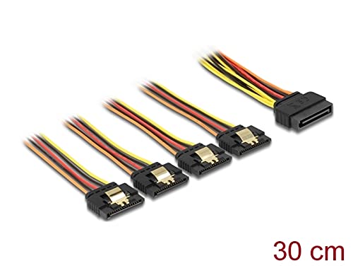 DeLock 30cm SATA 15pin Male to 4x Female Power Cable - Black/Red for HDD/SSD in PC