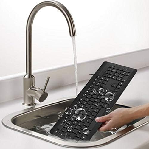 BoxWave Keyboard Compatible with Lenovo ThinkPad L13 Yoga 2-in-1 Gen 2 (13.3 in) - AquaProof USB Keyboard Washable Waterproof Water Resistant - Jet Black