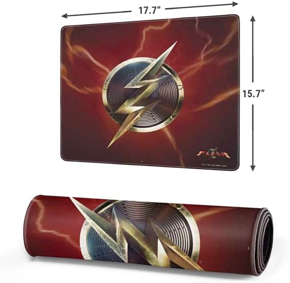 Skinit Medium Gaming Mouse Pad - Officially Licensed The Flash Movie: Logo Poster Design with Stitched Edges Waterproof Non-Slip Rubber Base Desk Mat for Keyboard &amp Mouse 17.7 x 15.75 inches