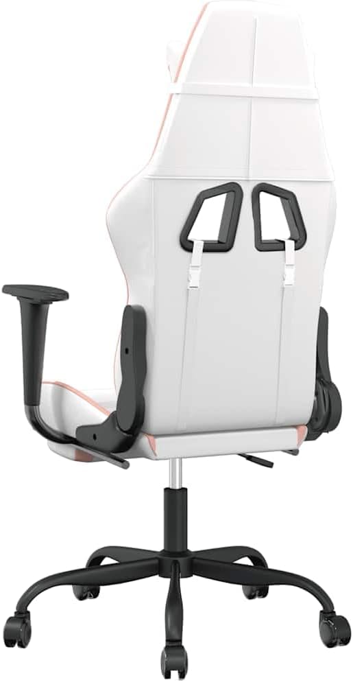 White and Pink Gaming Chair with Massage Function and Adjustable Armrests Ergonomic Swivel Recliner with Memory Foam Cushion for Home Office and Gaming Setup
