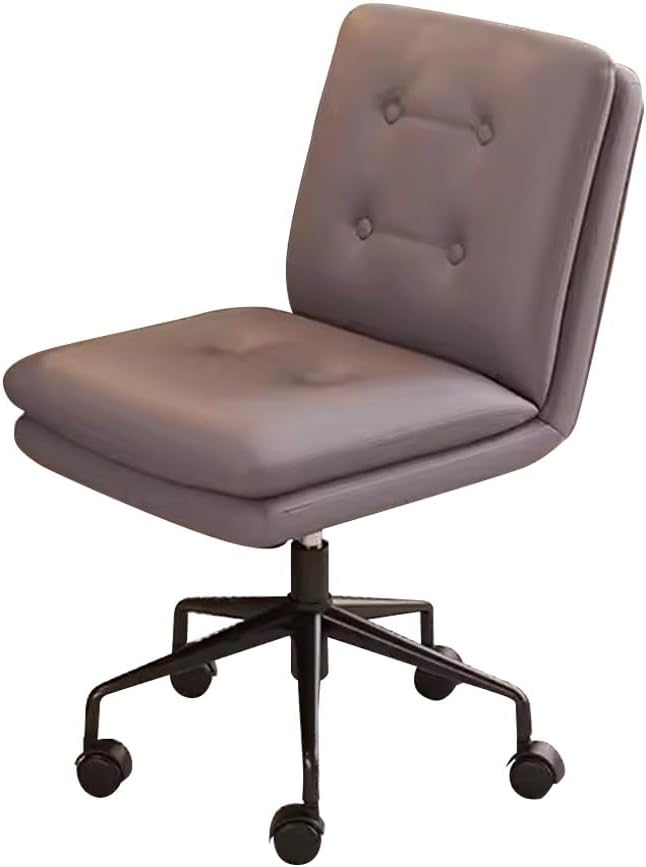 YCKEGEW Office Staff Chair Leather Upholstery Computer Chair Modern Study Chair with WheelsArmless Task Chair Adjustable Height Comfy Seating for Bedroom Office(/Grey)