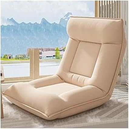 ELEFOCUS Floor Chair Chaise Lounge Sofa with Back Support Adjustable 5-Angle Lazy Sofa for Bedroom for Office Living Room(Weiß)