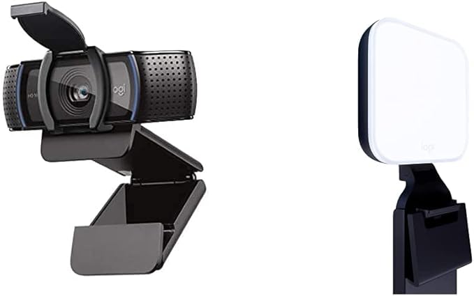 Logitech C920e HD 1080p Webcam + Litra Glow Premium LED Streaming Light - Zoom and Microsoft Teams Compatible Webcam with Adjustable Desktop Mounting