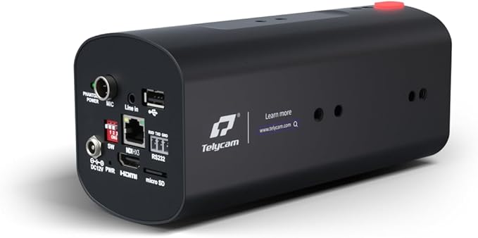 Telycam Vision+ 4KZ 4K 60fps Box Camera (20× Optical Zoom Auto Framing &amp Auto Tracking POE+ NDI® HX3 Black)