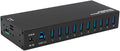 Kingwin Industrial USB 3.0 Hub 10-Port Heavy-Duty Metal Mountable USB Hub with Power Adapter 5Gbps SuperSpeed Powered USB Splitter for PC Laptop Mac POS Systems &amp Factory Automation