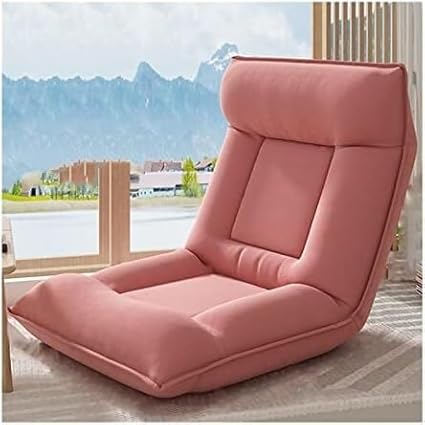 ELEFOCUS Floor Chair Chaise Lounge Sofa with Back Support Adjustable 5-Angle Lazy Sofa for Bedroom for Office Living Room(Rosa)