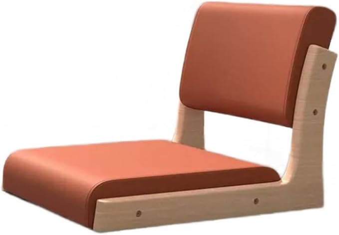 ELEFOCUS Living Room Legless Chair Floor Chair Timber Fabric Cushion Back Support Lazy Shop Bedroom 45X48X36CM(C)
