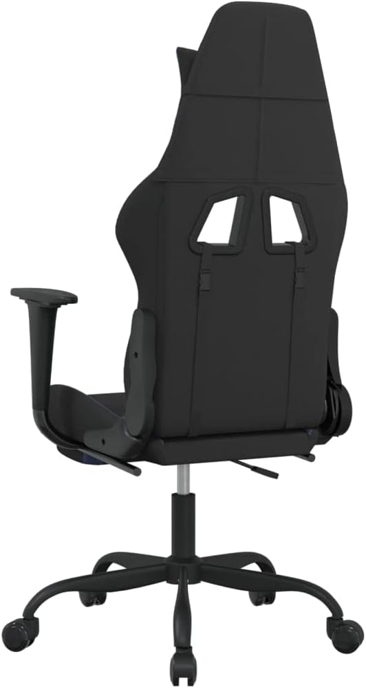 Massage Office Gaming Chair with Footrest Fabric Massage Office Chair Ergonomic Desk Chair Rolling Swivel Adjustable PC Computer Chair for Women Adults Girls(Black&ampBlue)