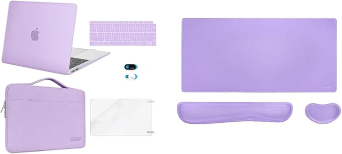 MOSISO Keyboard Mouse Pad SetLarge Gaming Mouse Pad&ampWrist Rest Support&ampCompatible with MacBook Air 13 Case 2022-2018 A2337 M1 A2179 A1932Bag&ampKeyboard Skin&ampWebcam Cover&ampScreen Pro