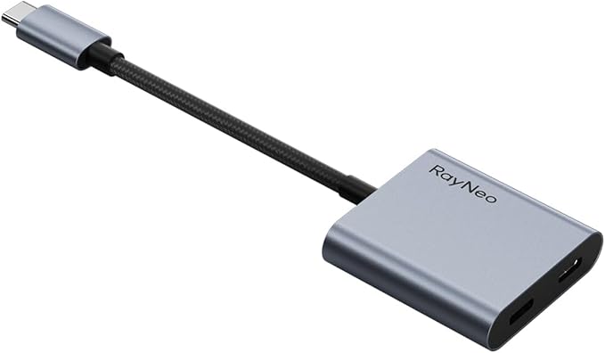RayNeo USB-C to Glasses Charging Adapter - Charge &amp Play for Switch (Not Switch 2)/PS5/Xbox/Mac/Laptops &amp DP Alt Mode Devices 100W PD Charging &amp 4K@60Hz Output - for Air 4/Air 3 Series A